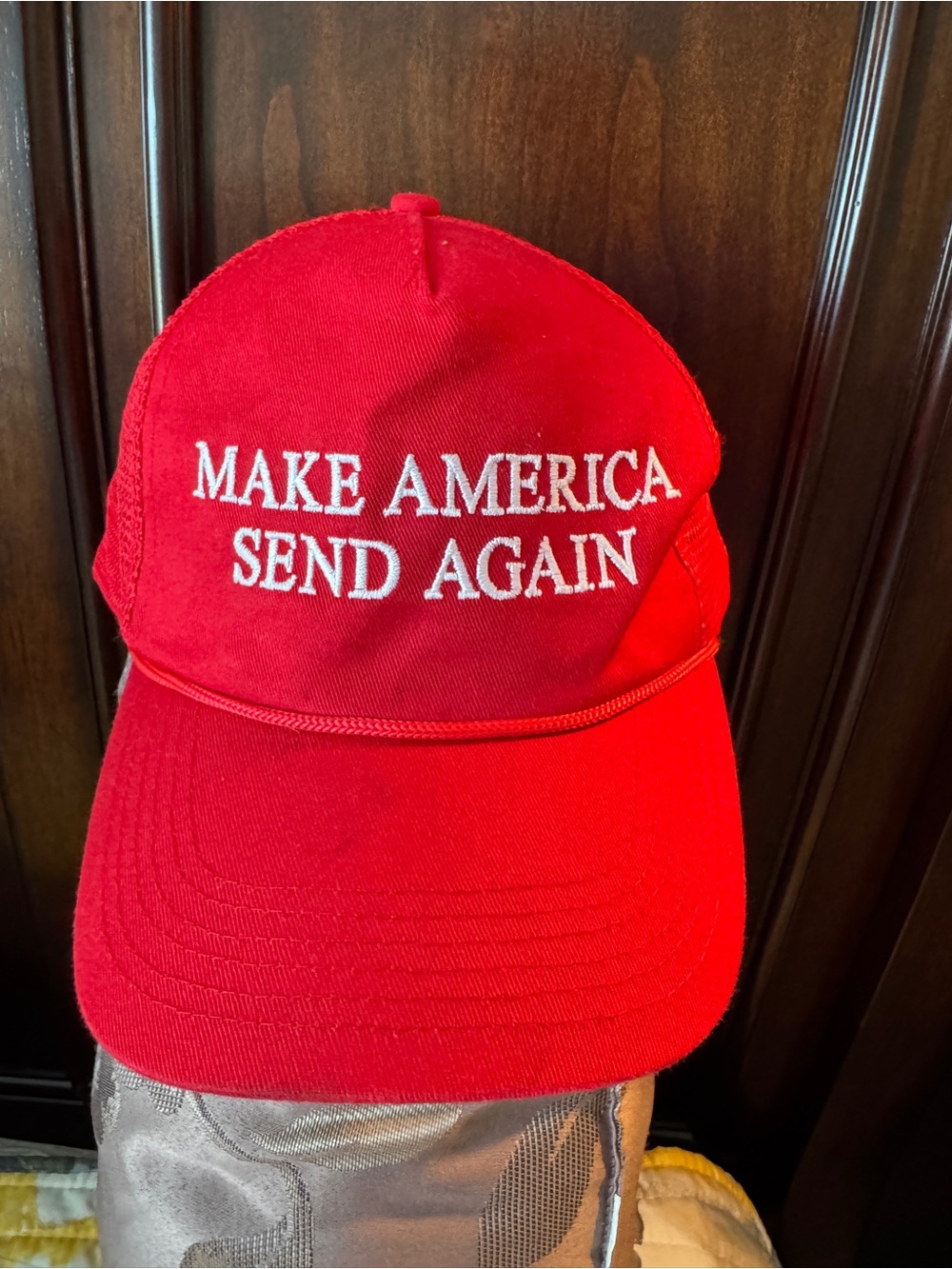 Red 'Make America Send Again' Embroidered Cap Nelk Boys